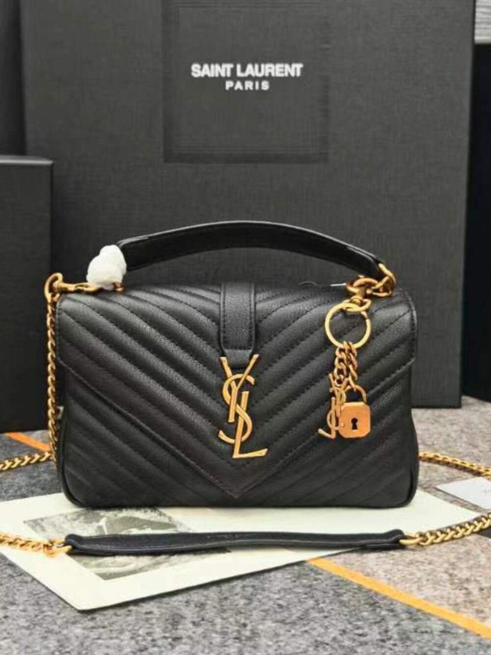 YSL College Medium Quilted Leather Shoulder Bag